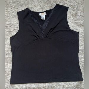 Talbots Black Women’s V-Neck Pullover With Lace Detail Tank Top Size L